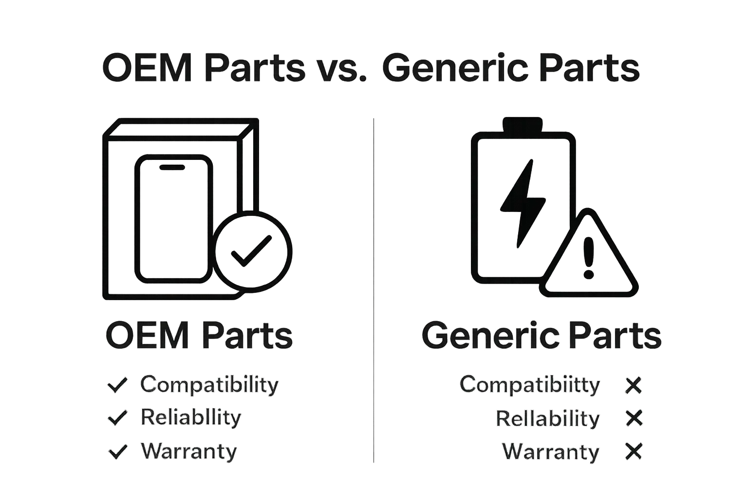Comparison of OEM and generic phone parts, including compatibility and reliability