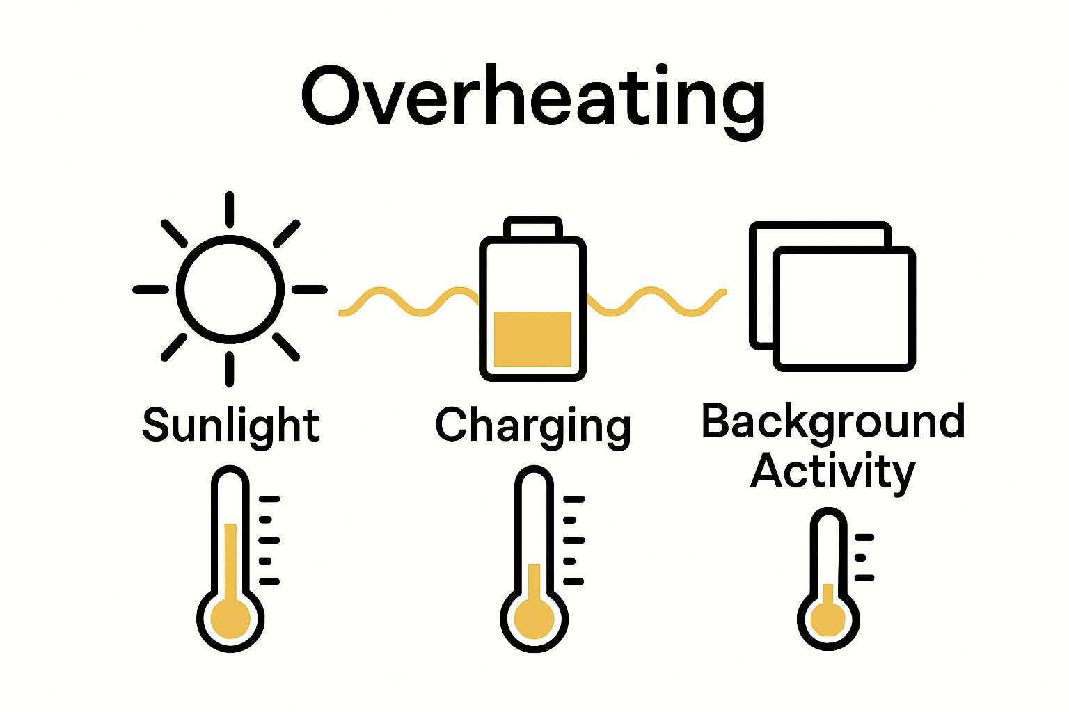 Three main causes of phone overheating visual comparison