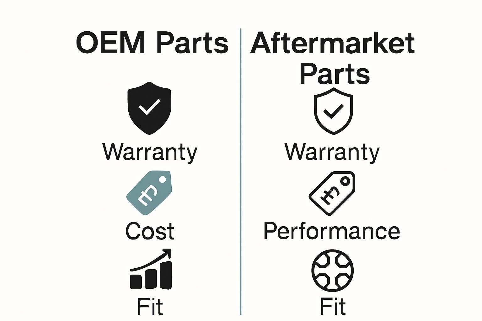 Side-by-side OEM vs Aftermarket smartphone parts comparison chart