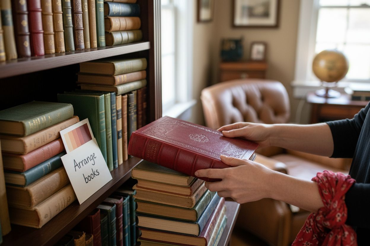 arranging vintage books