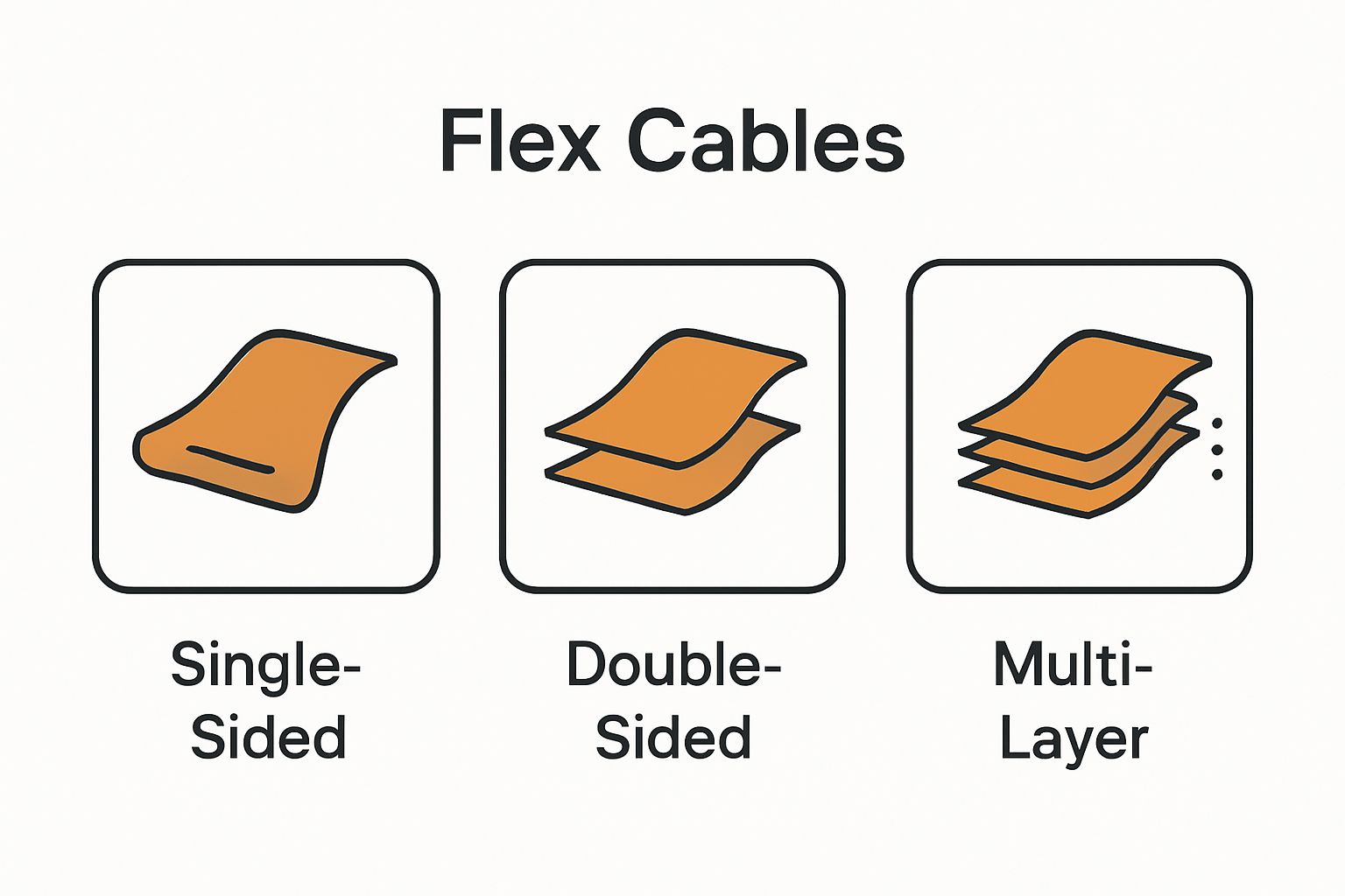 Visual comparison of three flex cable types