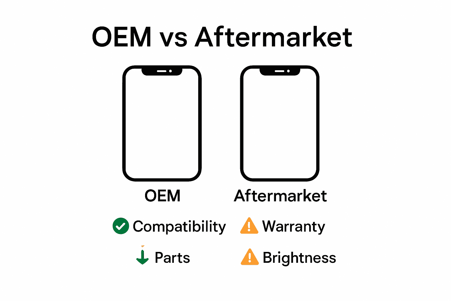 Comparison of OEM and aftermarket iPhone 11 replacement screens.