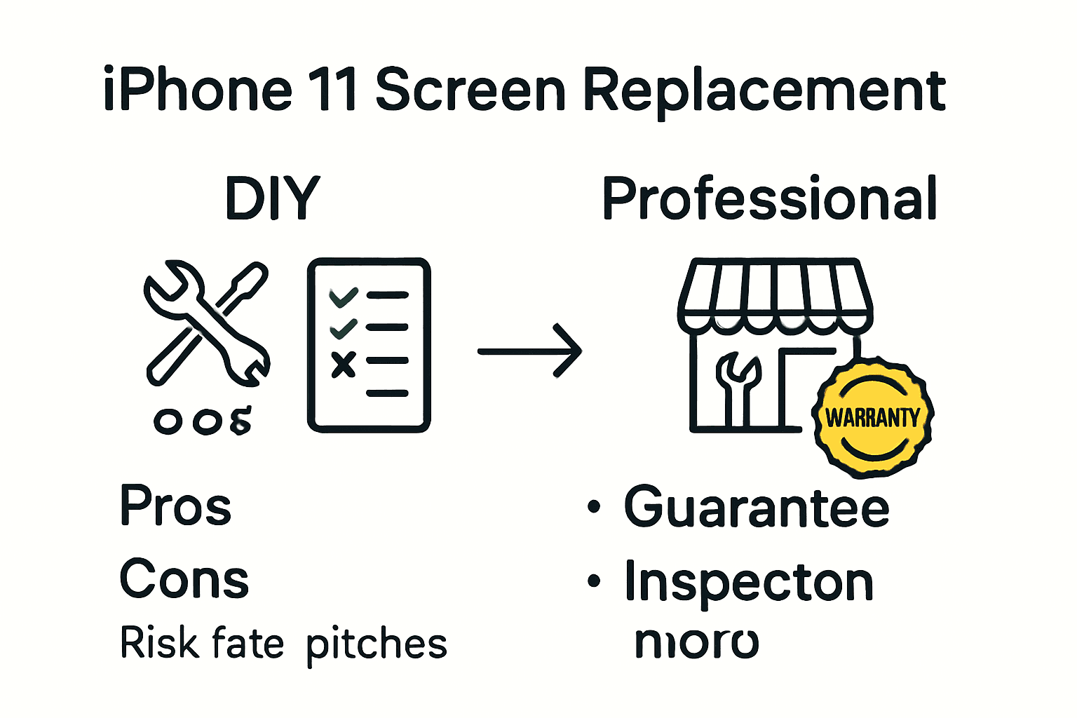 Infographic comparing DIY and local repair shop for iPhone 11 screen replacement.