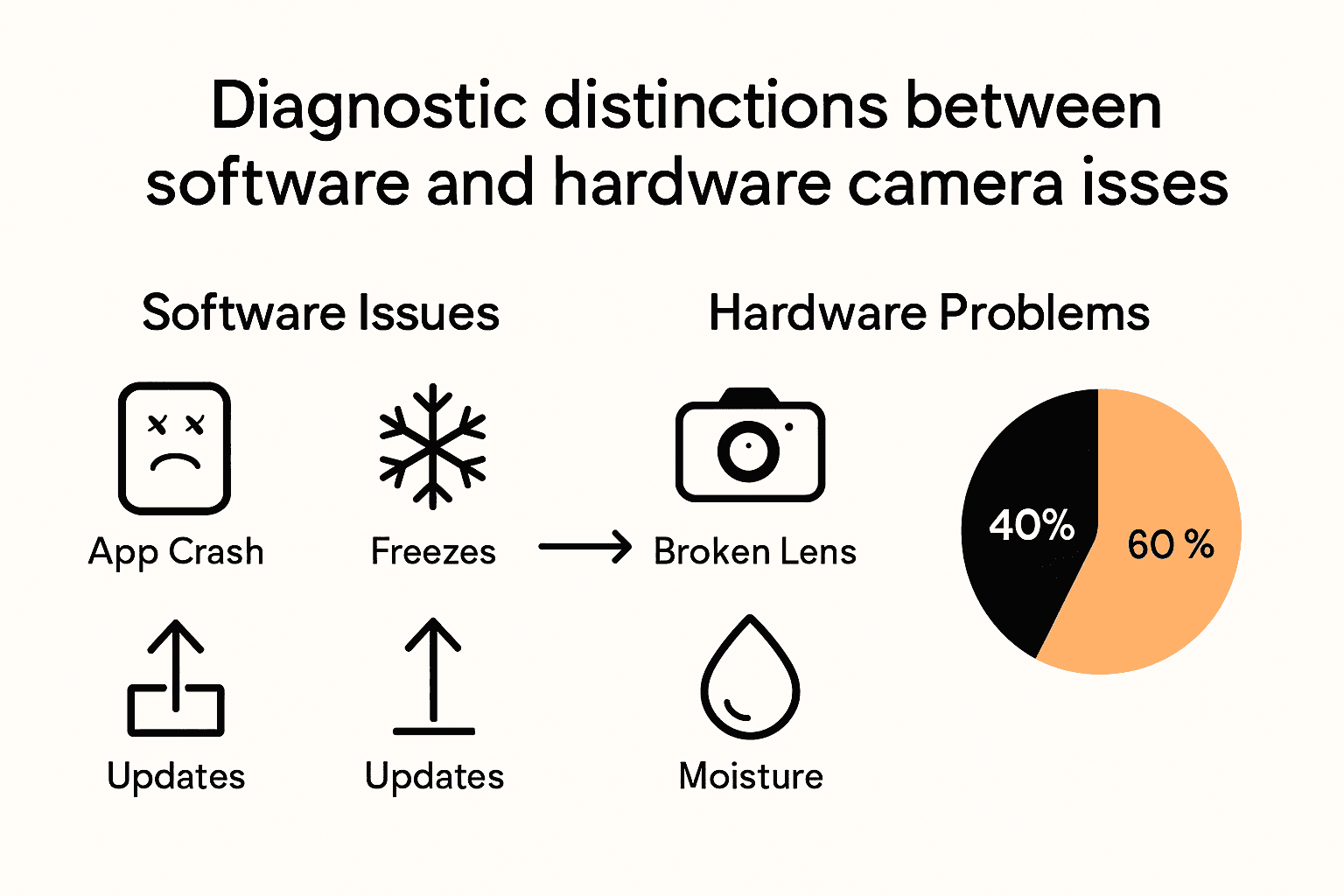 Infographic comparing iPhone X camera software versus hardware issues