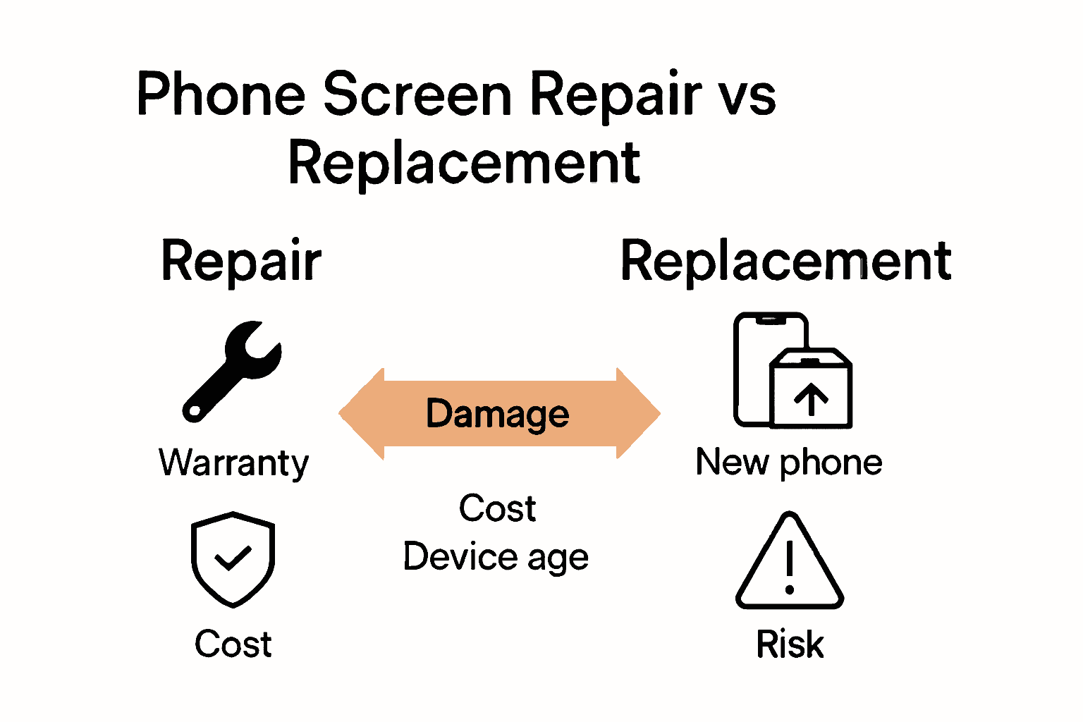 Infographic comparing phone screen repair and replacement decisions