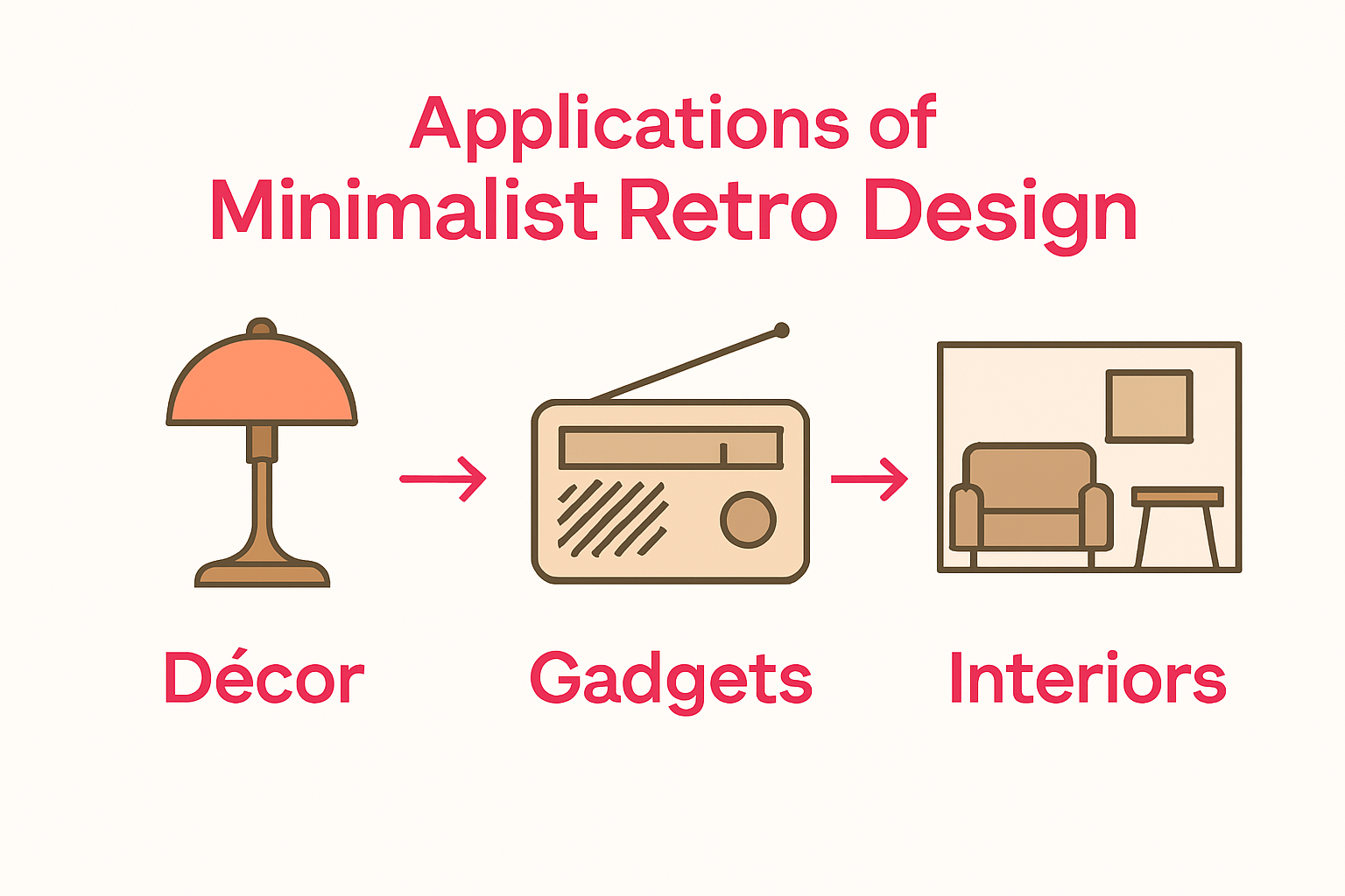 Infographic showing décor, gadget, and interior applications