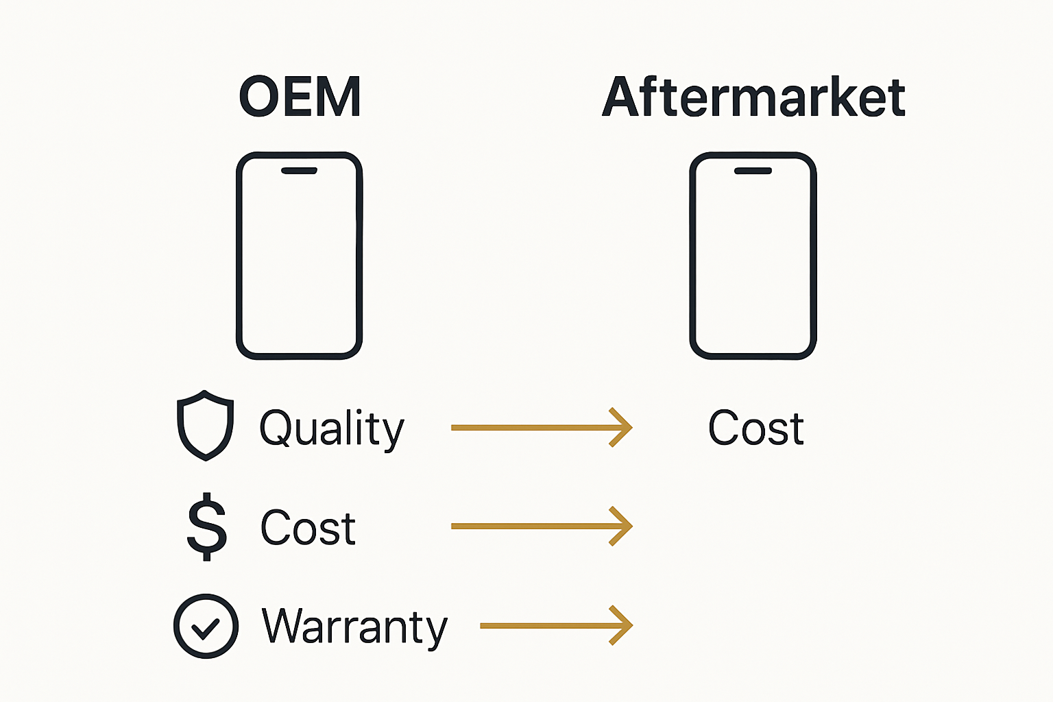 Infographic comparing OEM and aftermarket phone screens