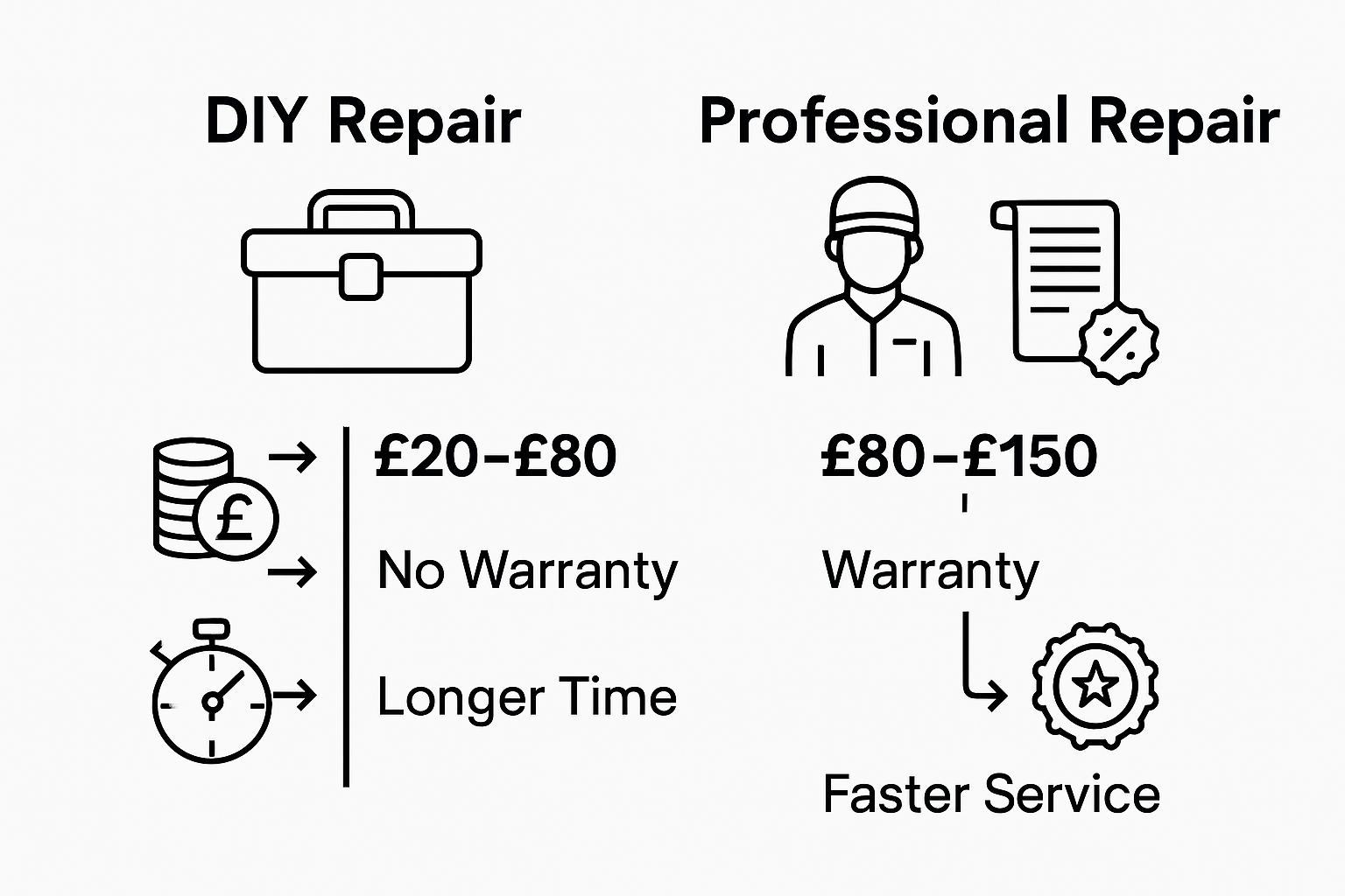 Infographic comparing DIY and pro repair costs