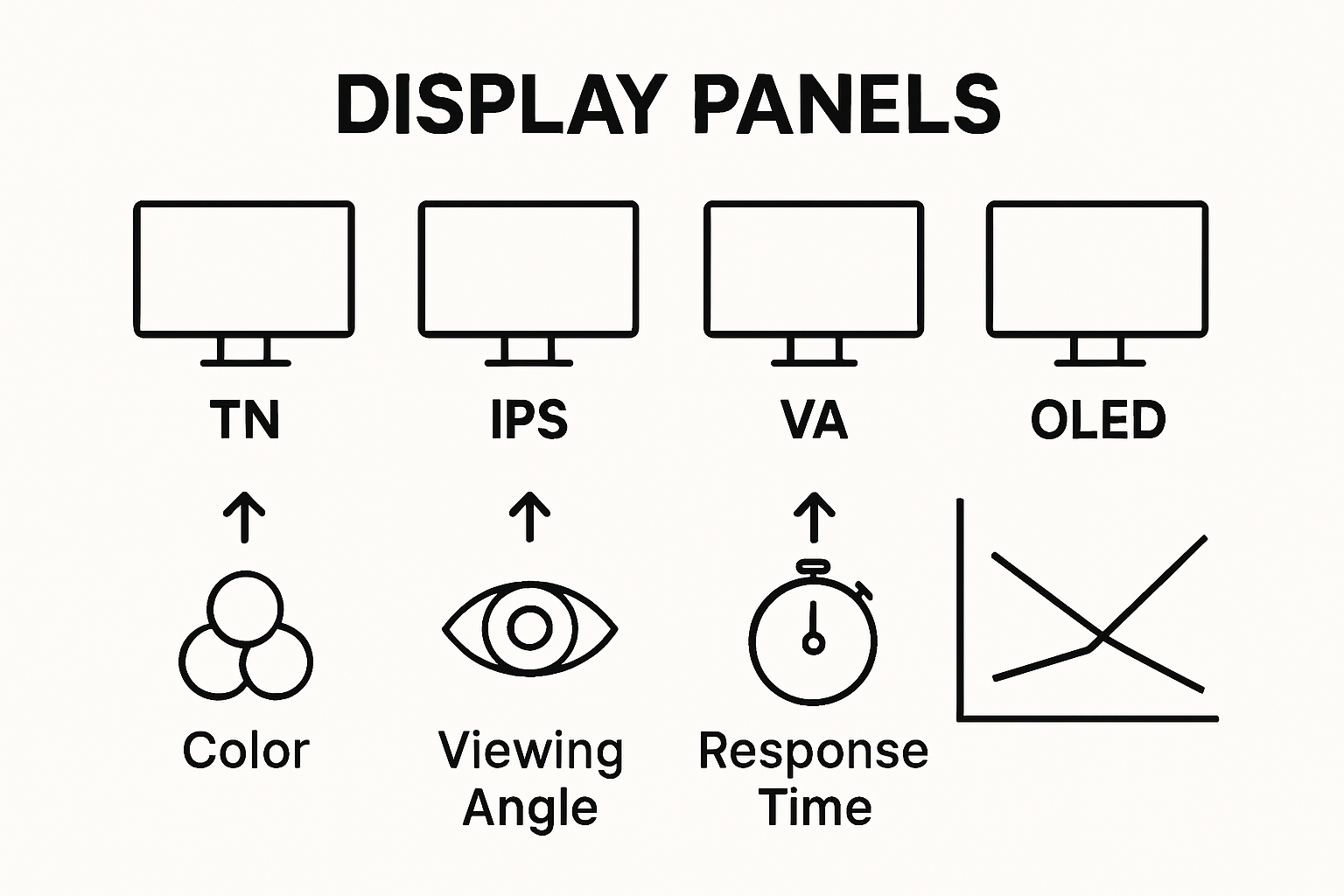 Infographic illustrating LCD and OLED feature differences
