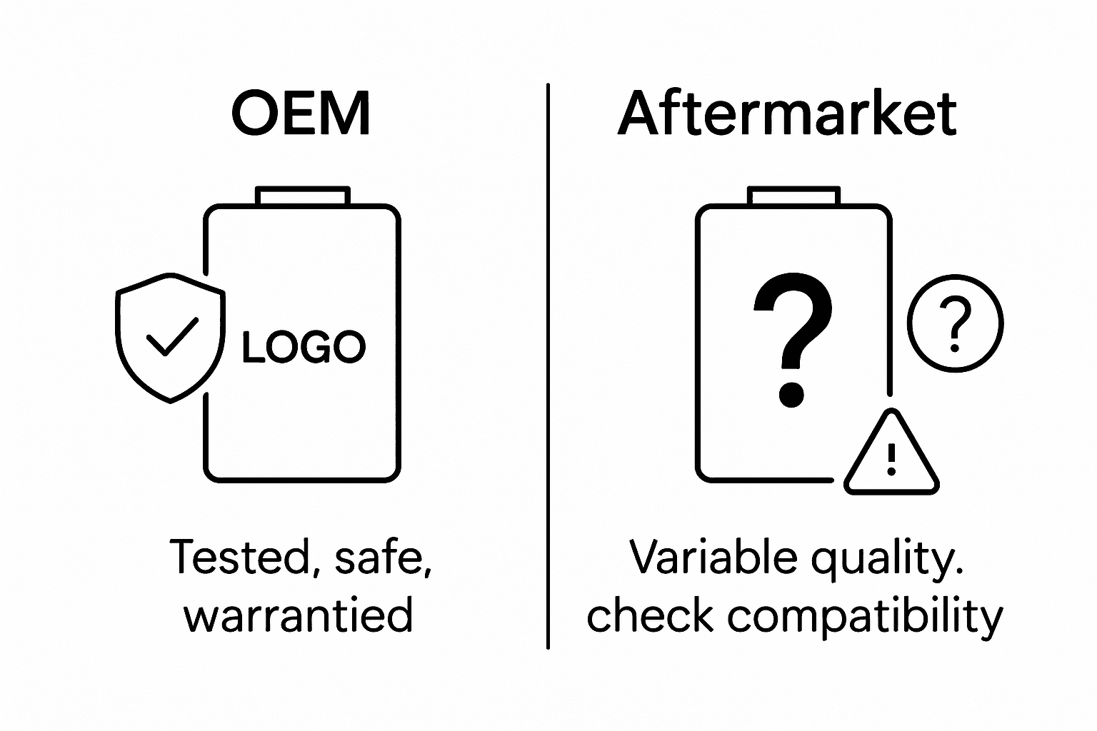 Infographic showing OEM versus aftermarket batteries