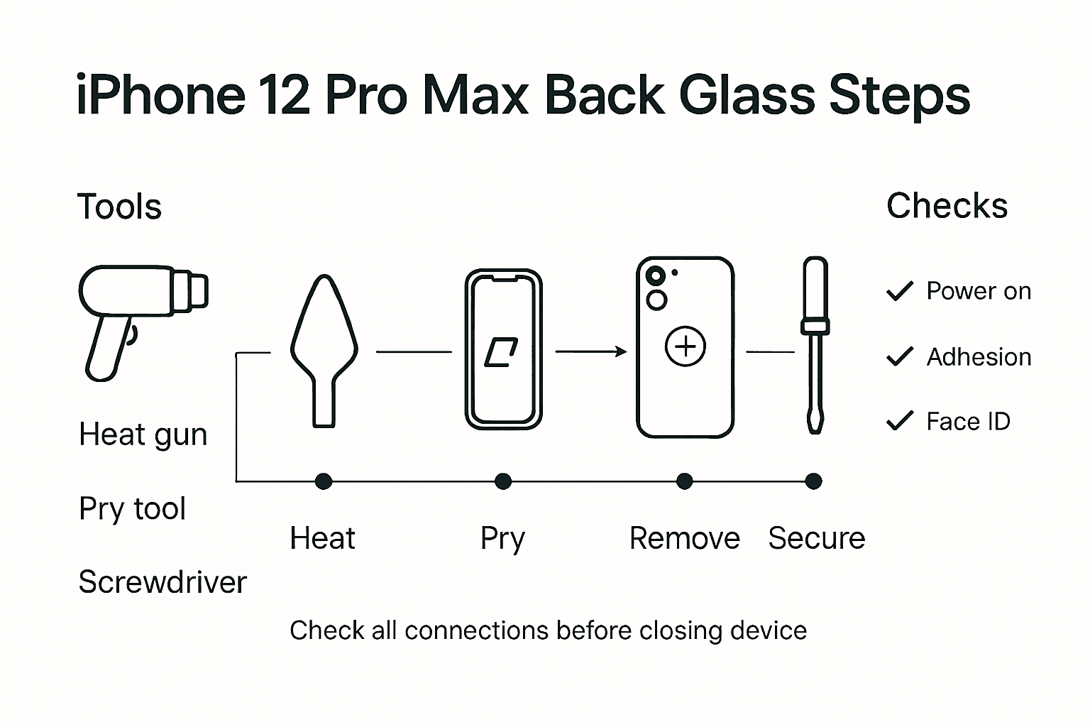 Infographic with iPhone 12 Pro Max repair steps