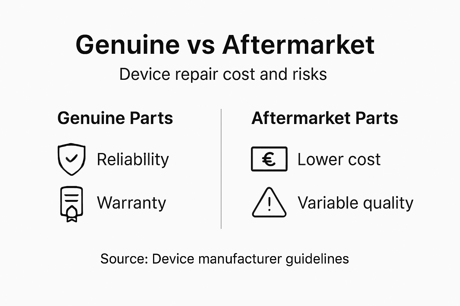 Infographic comparing genuine and aftermarket parts