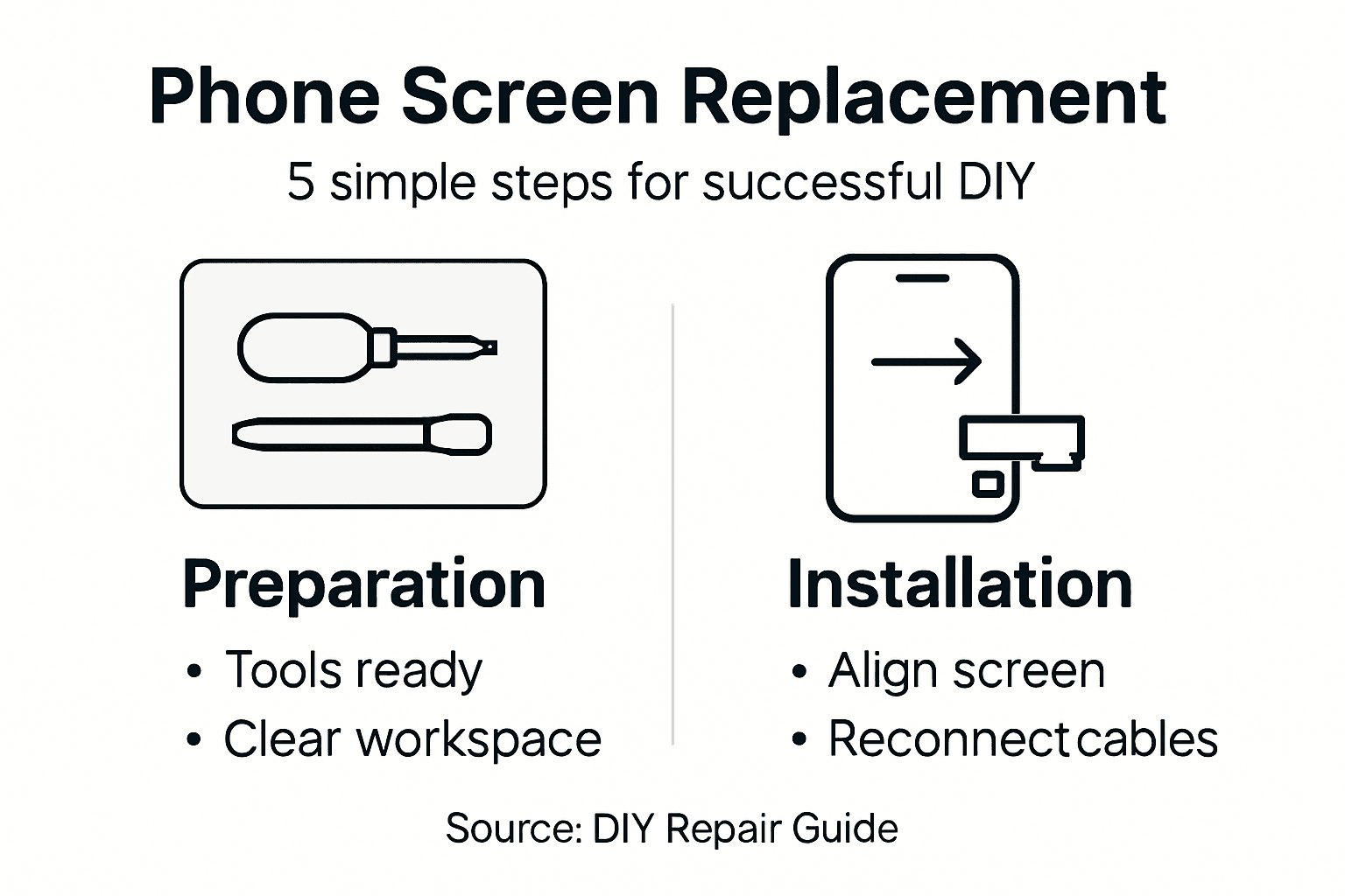 Infographic showing phone screen repair steps