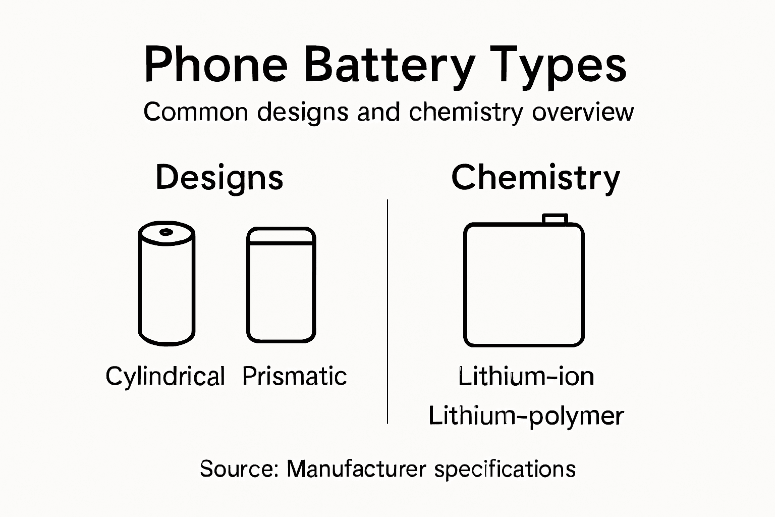 Infographic comparing phone battery types and chemistry