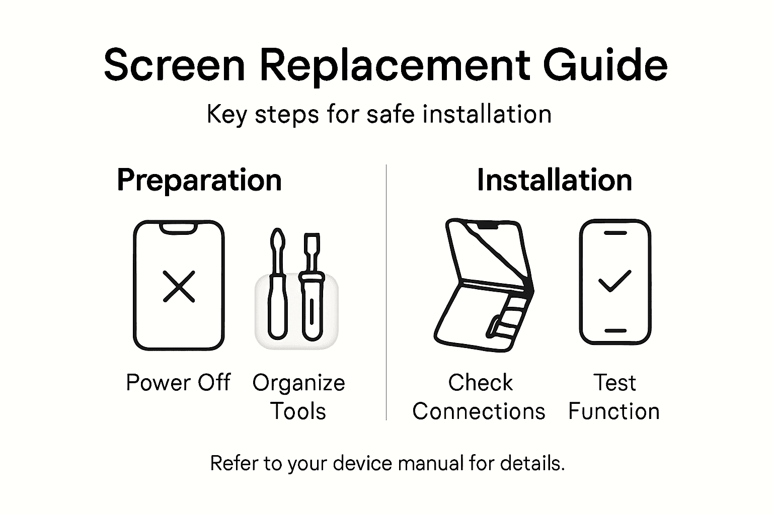 Infographic summarizing iPhone screen replacement steps