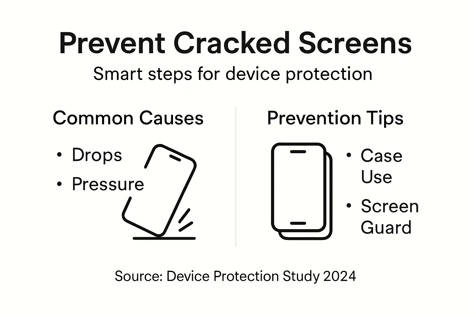 Infographic with cracked screen causes and tips