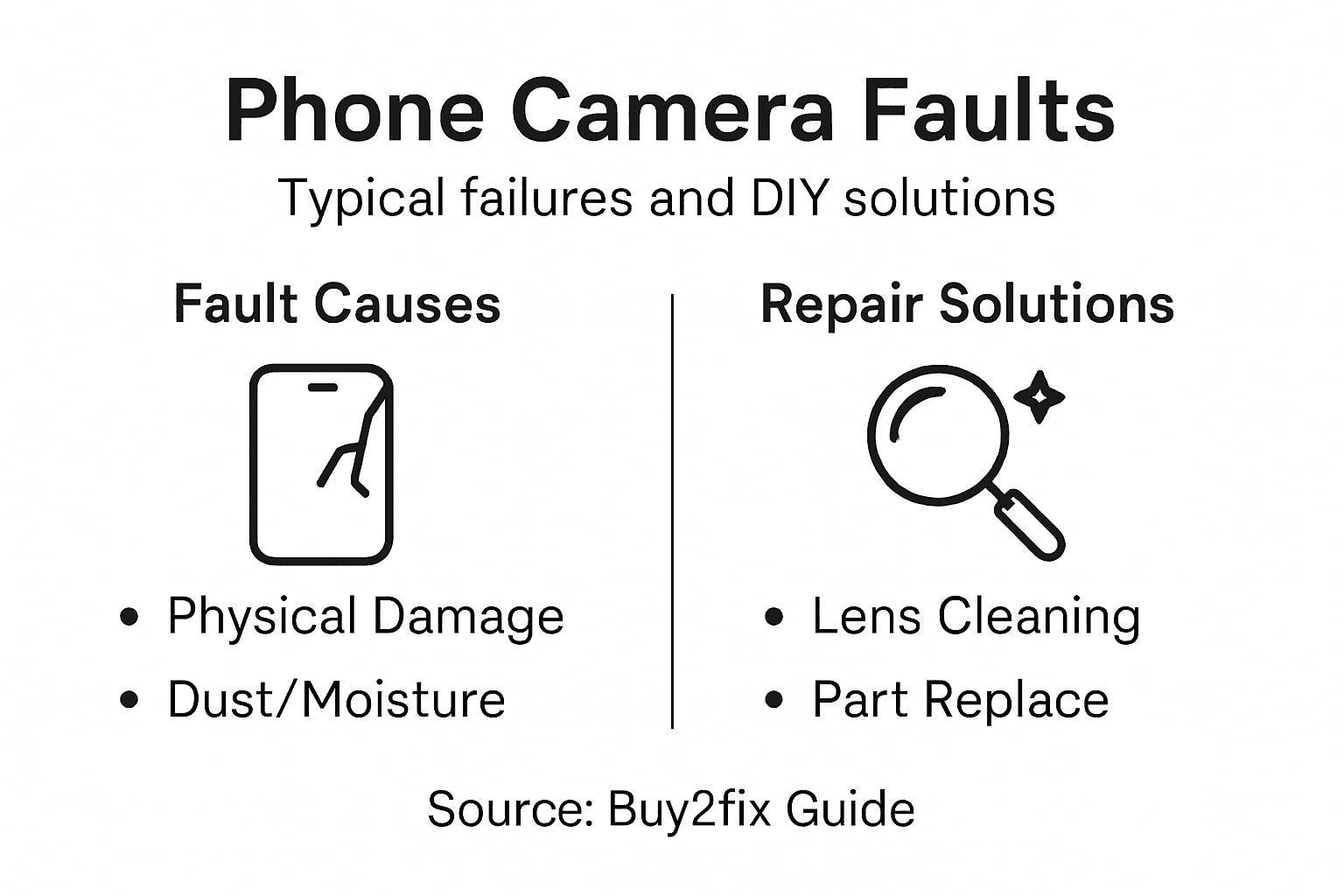 Infographic on phone camera faults and solutions