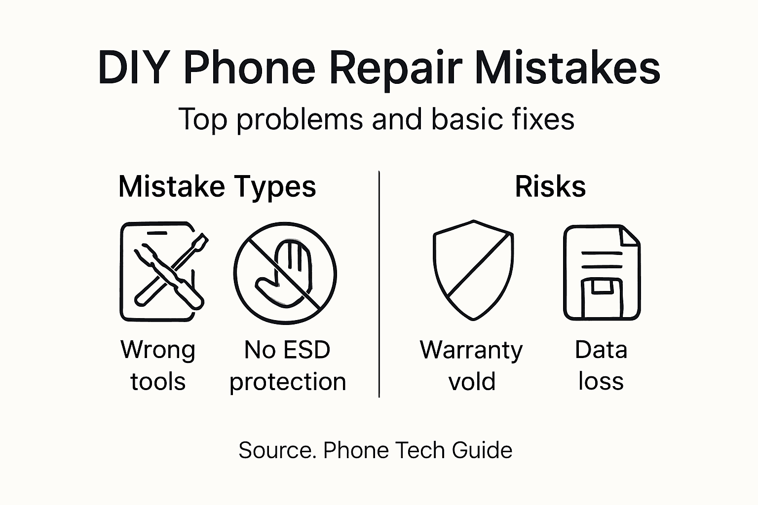 Infographic on common DIY phone repair mistakes