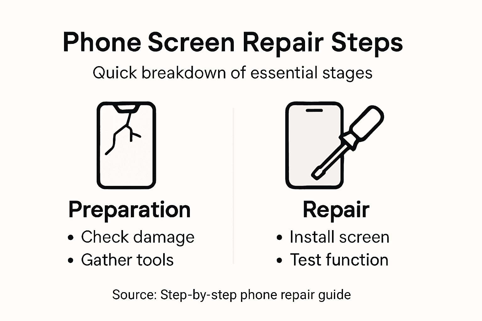 Infographic outlining basic phone repair process