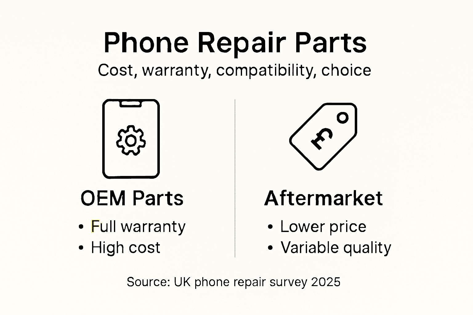 Infographic comparing OEM and aftermarket parts
