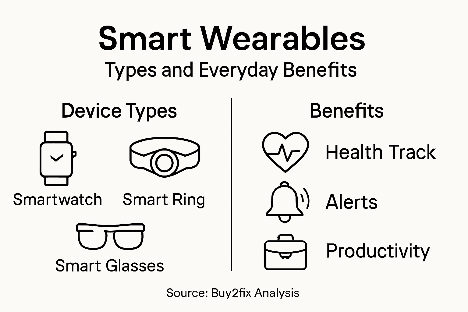 Infographic showing smart wearables types and benefits