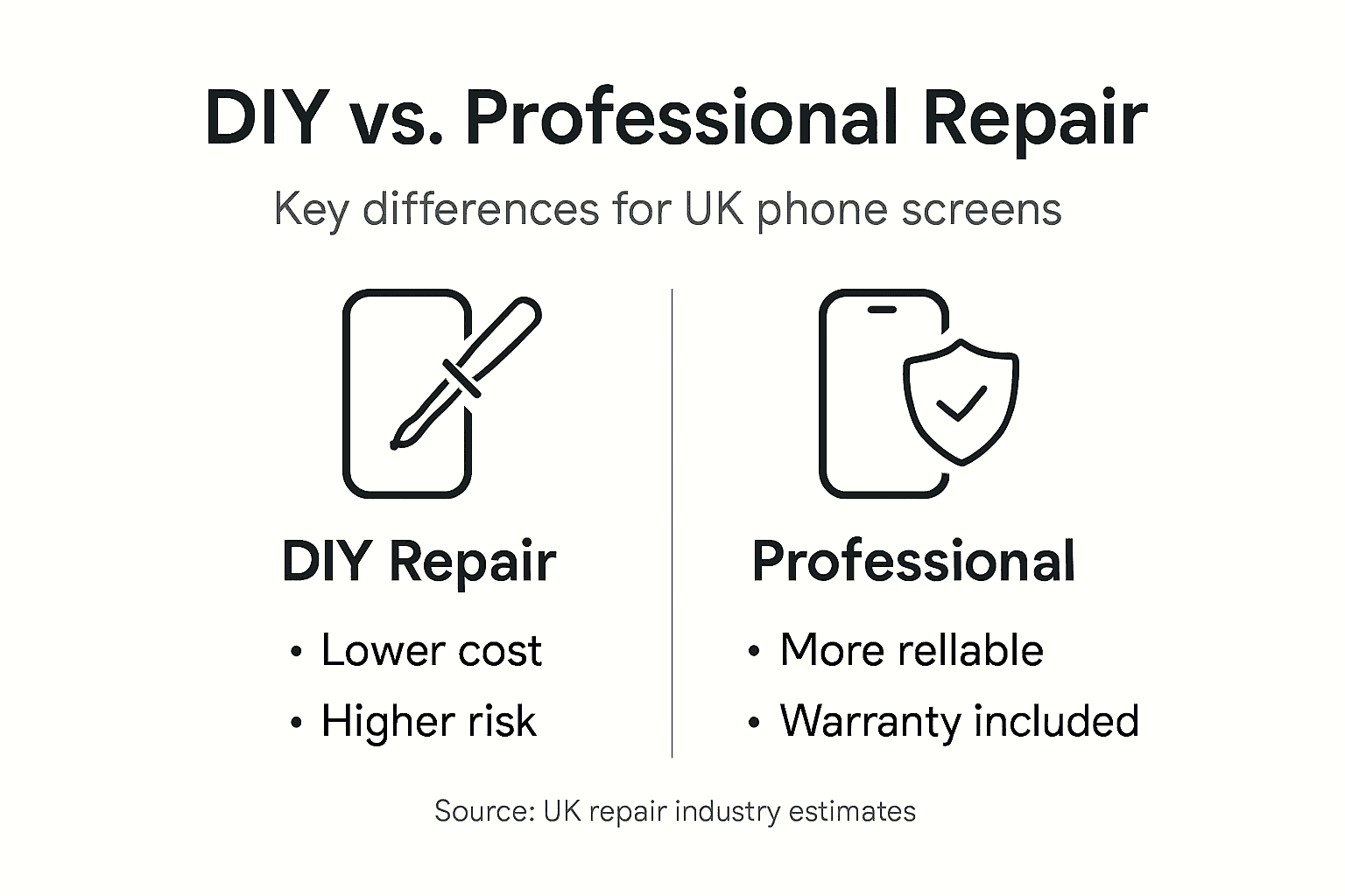 Infographic comparing DIY and professional phone repairs