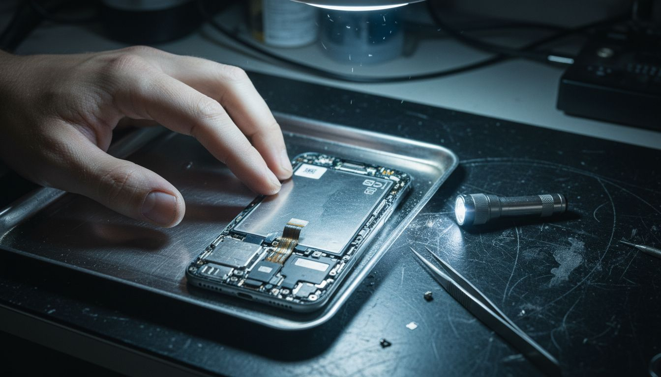 Smartphone LCD layers shown during repair