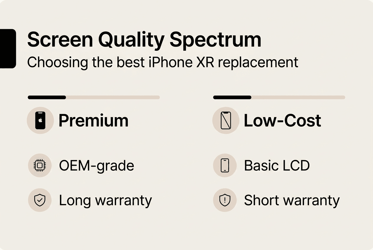 Infographic comparing iPhone XR screen quality types