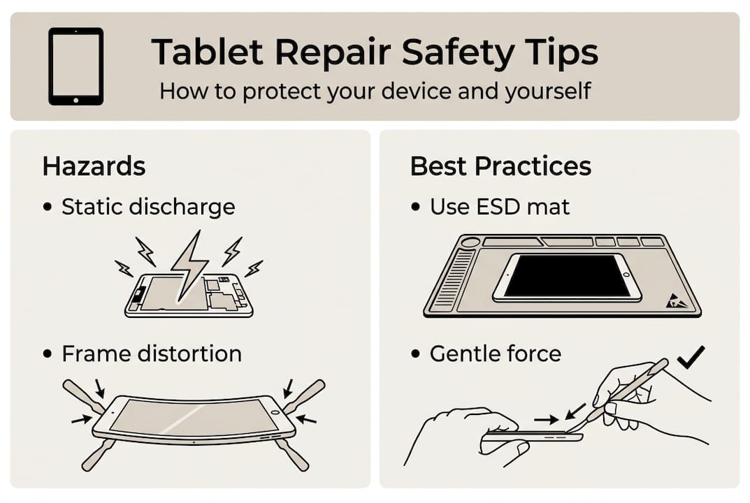 Infographic tablet repair safety tips hazards