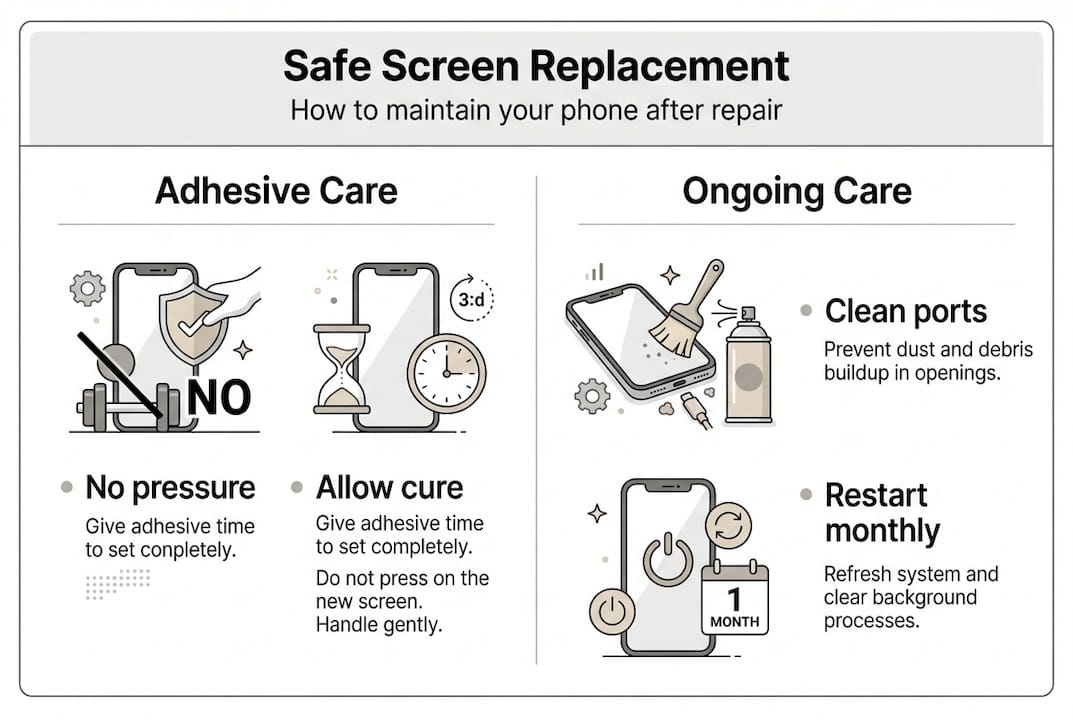 Infographic: safe phone screen care tips
