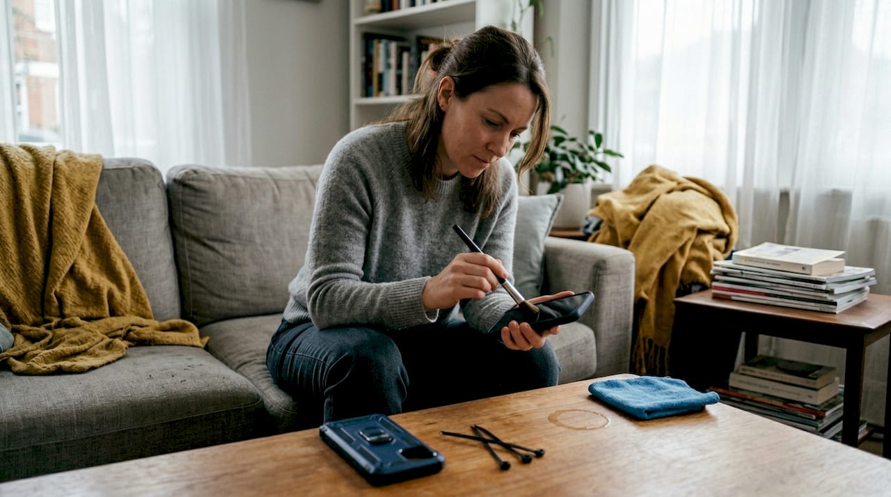 Cleaning phone port in lived-in living room