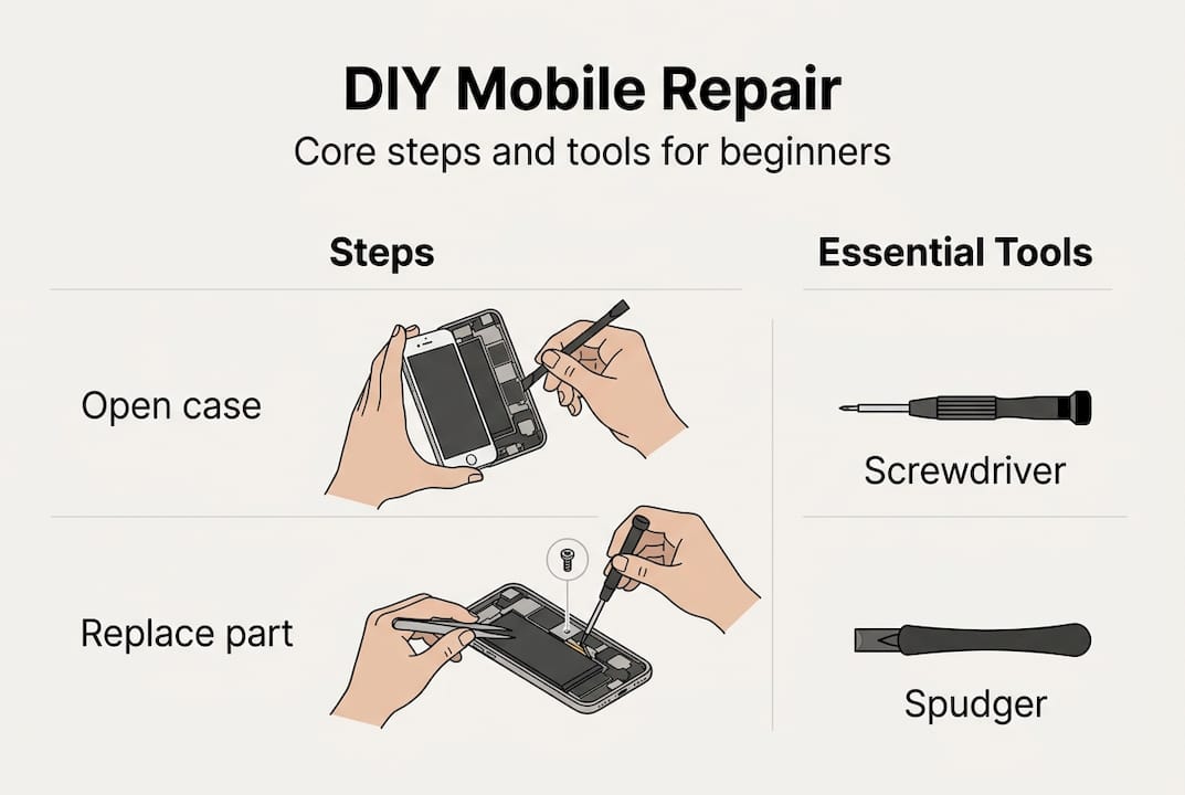 Infographic showing DIY repair steps and tools