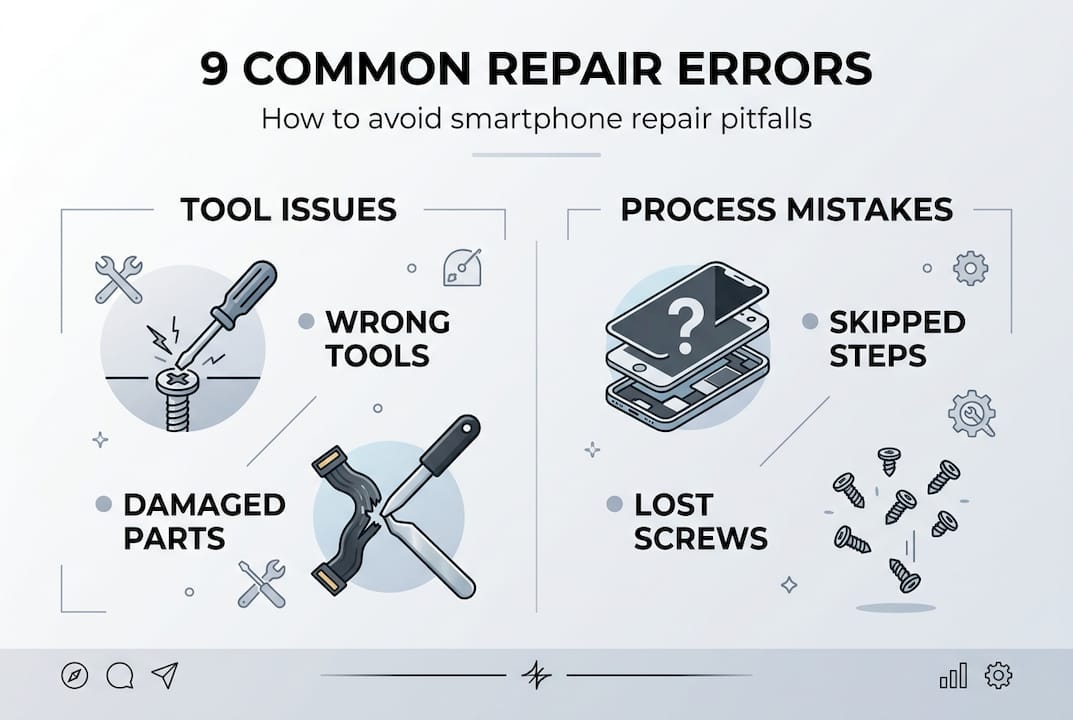 Infographic of nine common smartphone repair errors