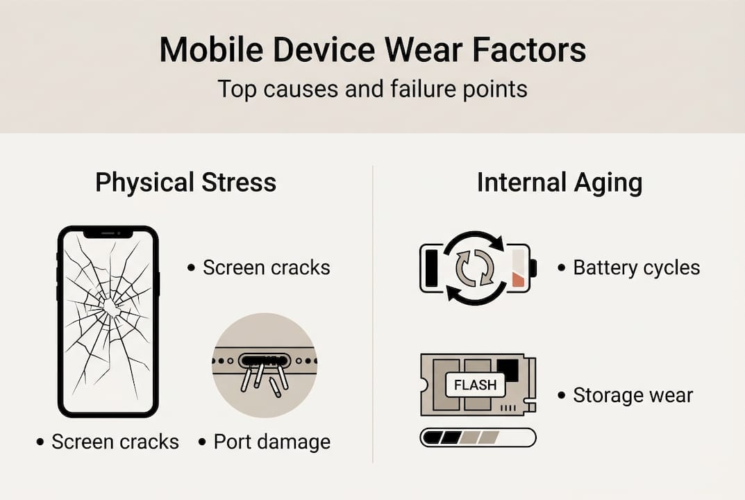Infographic showing mobile device wear causes