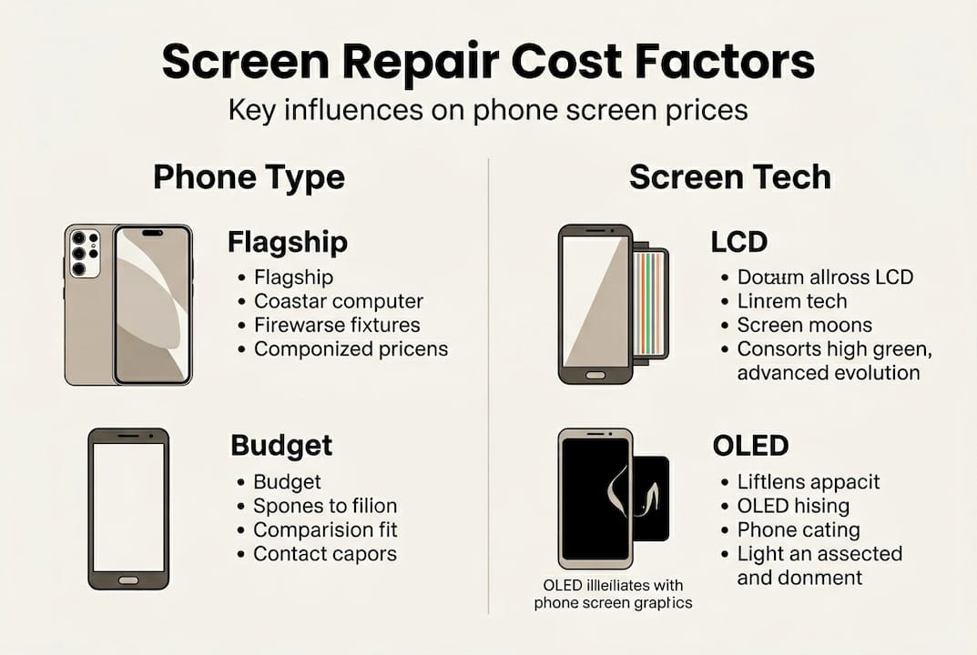 Infographic showing phone screen repair cost factors