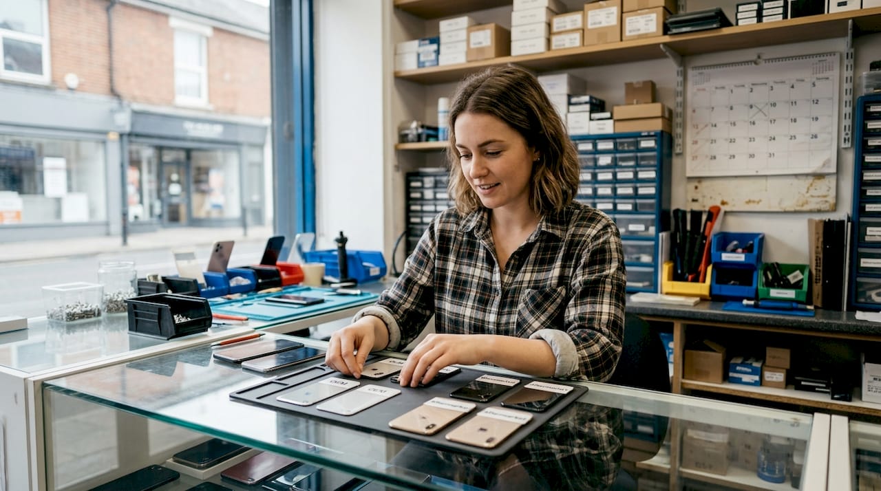 UK technician sorts OEM and aftermarket iPhone parts
