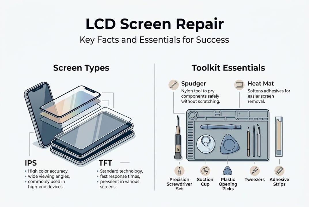 Infographic on LCD screen repair essentials
