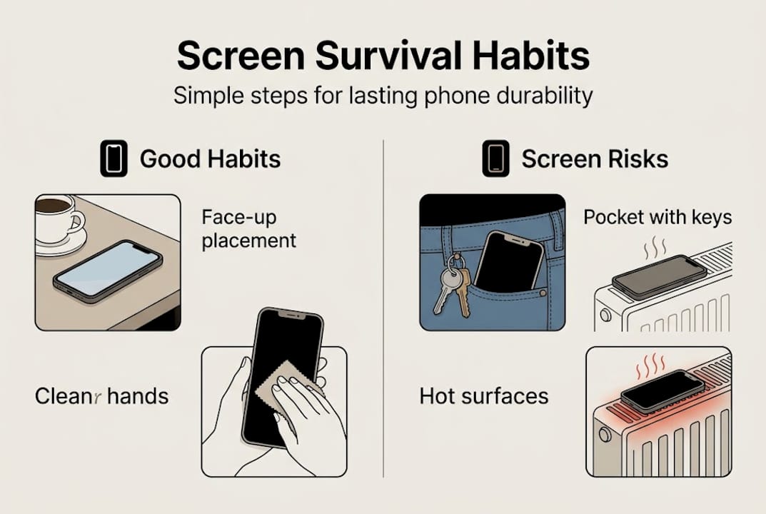 Infographic showing screen protection habits and risks
