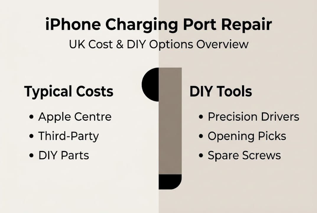 Infographic comparing iPhone charging port repair options