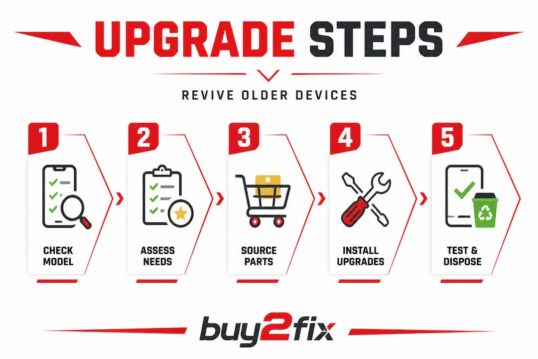 Infographic showing steps for upgrading old mobile devices