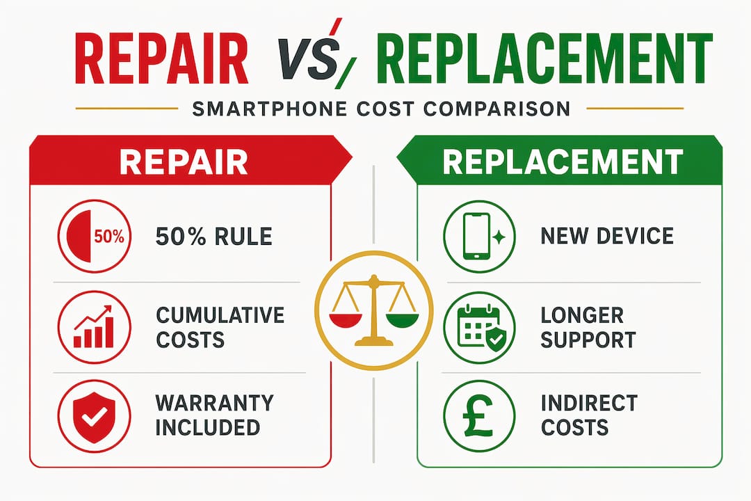 Infographic comparing repair and replacement costs