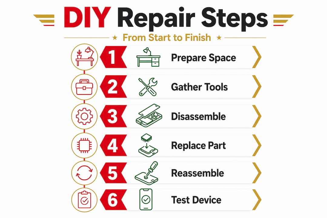 Infographic of DIY repair steps process