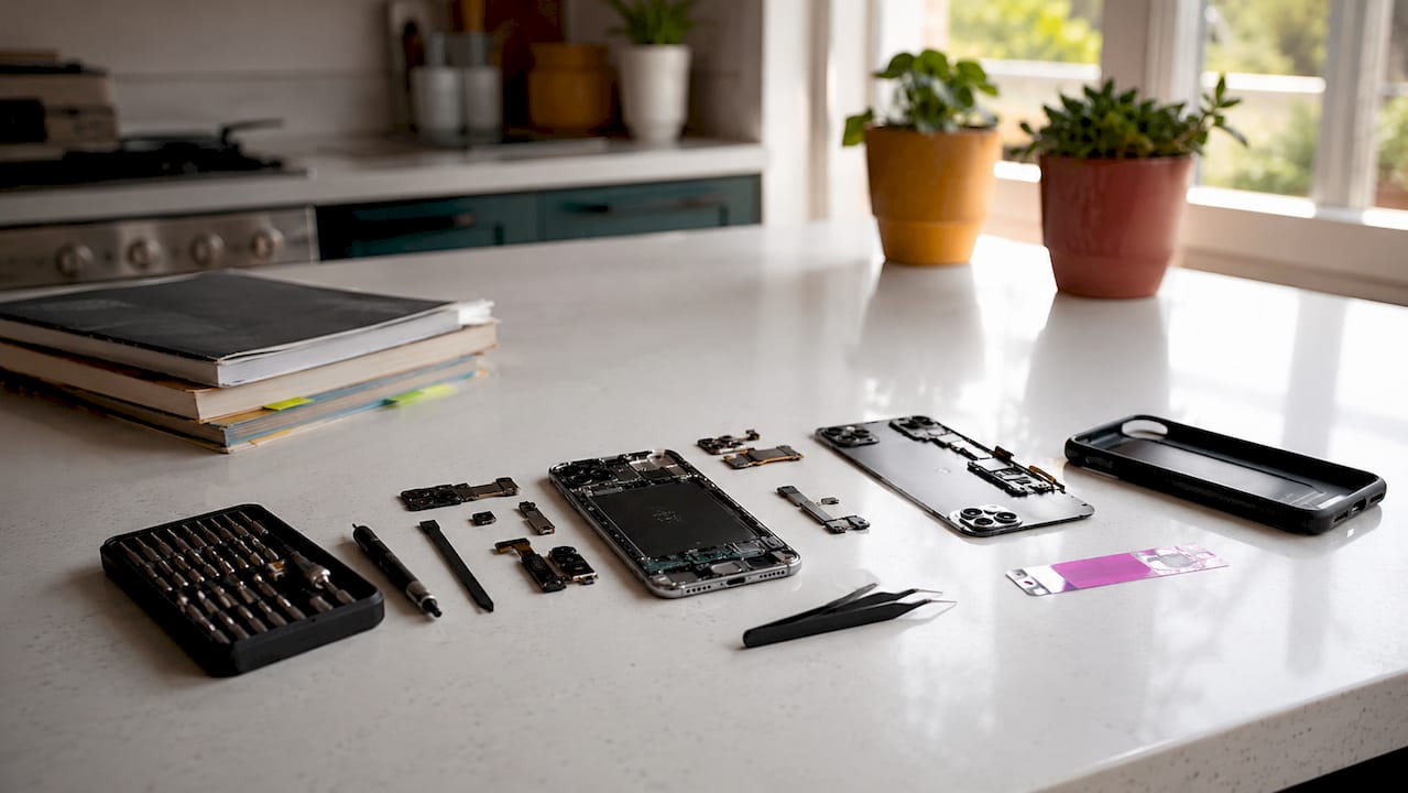 Disassembled Galaxy phone showing overheating causes