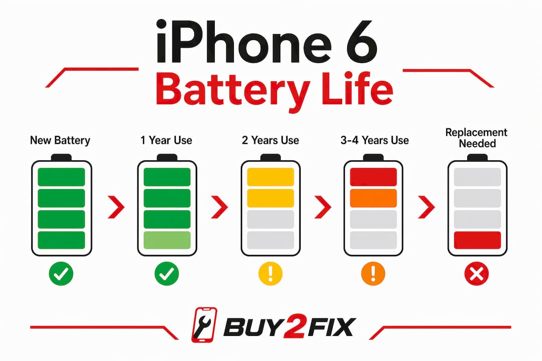 Infographic showing iPhone 6 battery lifecycle stages