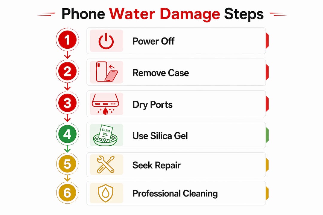 Infographic showing water damage recovery steps
