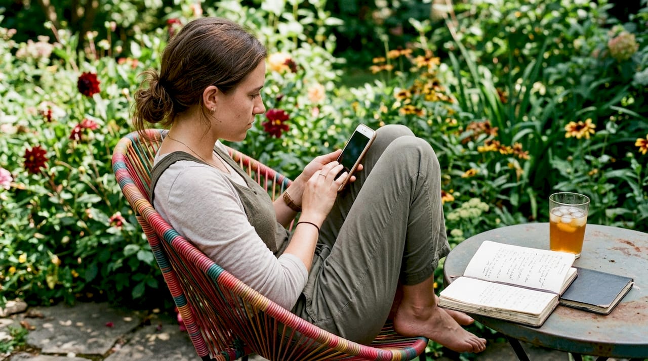 Woman checking iPhone 6s battery health at home
