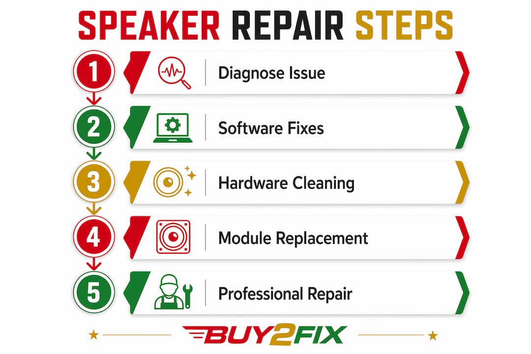 Infographic outlining iPhone speaker repair steps