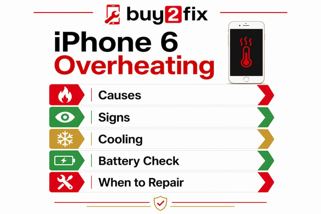 Infographic outlining iPhone 6 overheating steps