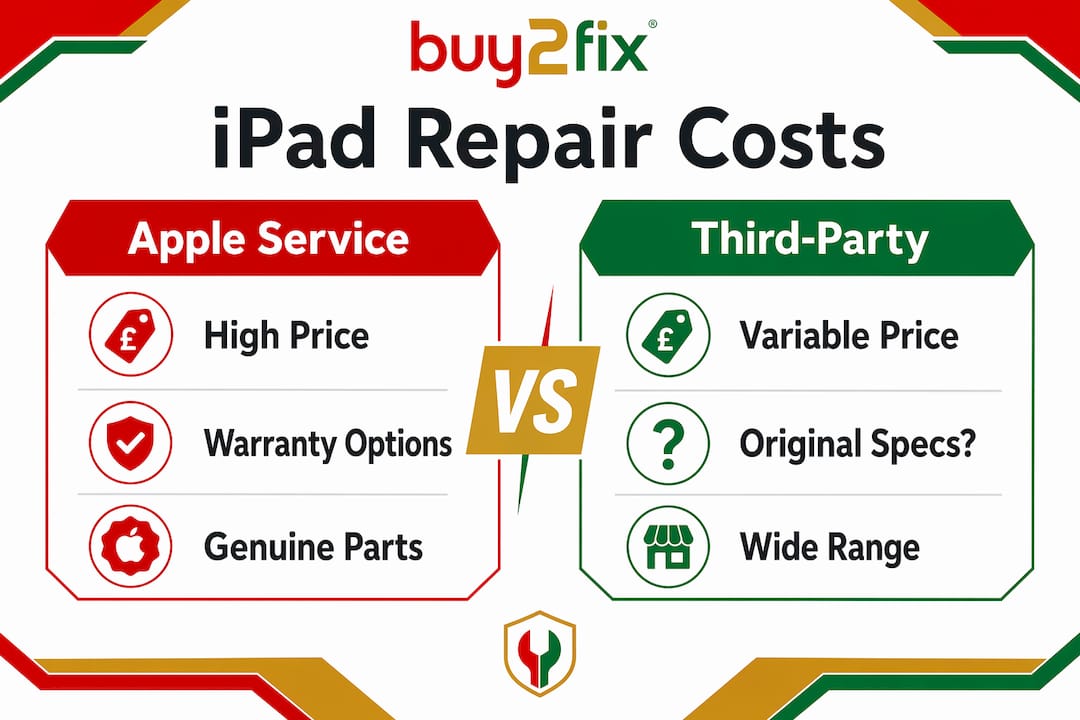 Infographic comparing Apple and third-party iPad repair costs