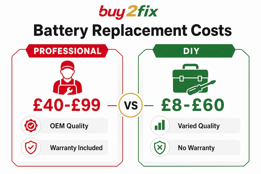 Infographic comparing professional vs DIY phone battery costs